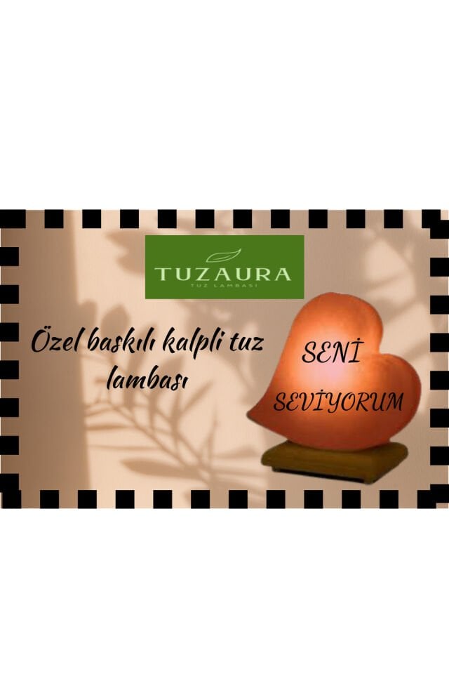 TUZAURA seni sevıyorum baskılı kalplı tuz lambası 3 kg agırlıgında