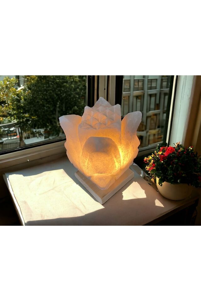 Çiçek model kaya tuz lambası